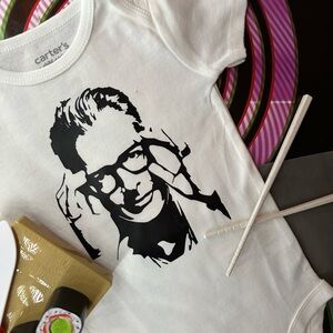 Jeff Goldblum Carter's White and Black Graphic Baby Onesie 12M